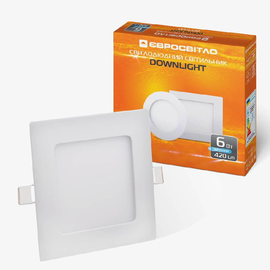 Світильник точковий врізний Євросвітло 6Вт квадрат LED-S-120-6 4200К